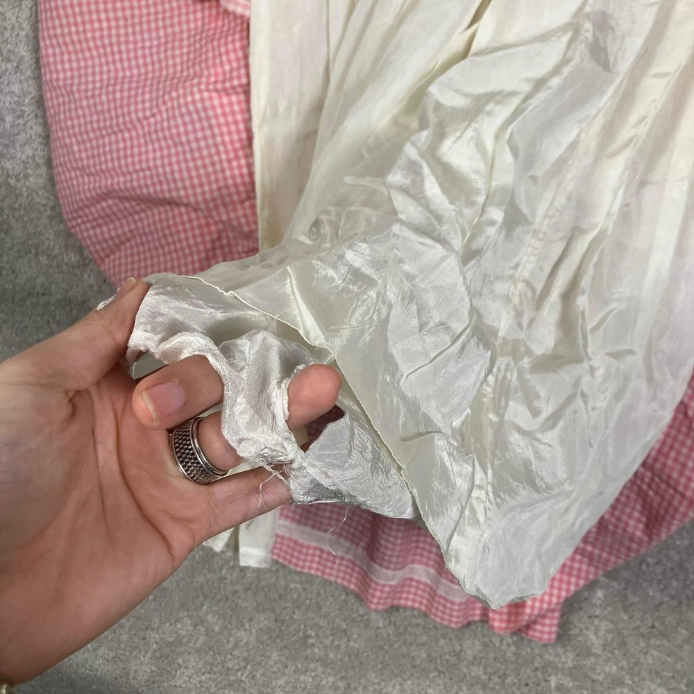Vintage 50s Pink Gingham Organza Fit and Flare Dress White Sleeveless Midi - Picture 10 of 16